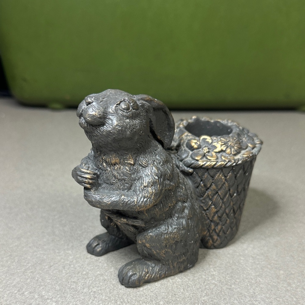 Source Unknown Black and Gold Rabbit Candle Holder